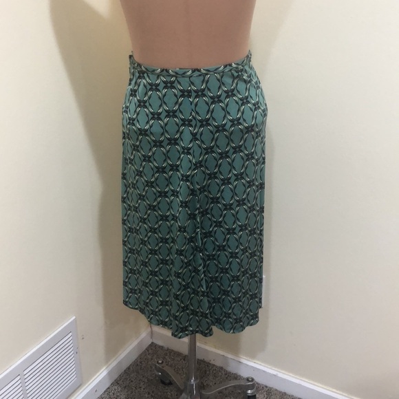 ISSA London Skirt Size US 6 Teal Blue Green Printed Silk A-Line - Picture 5 of 8
